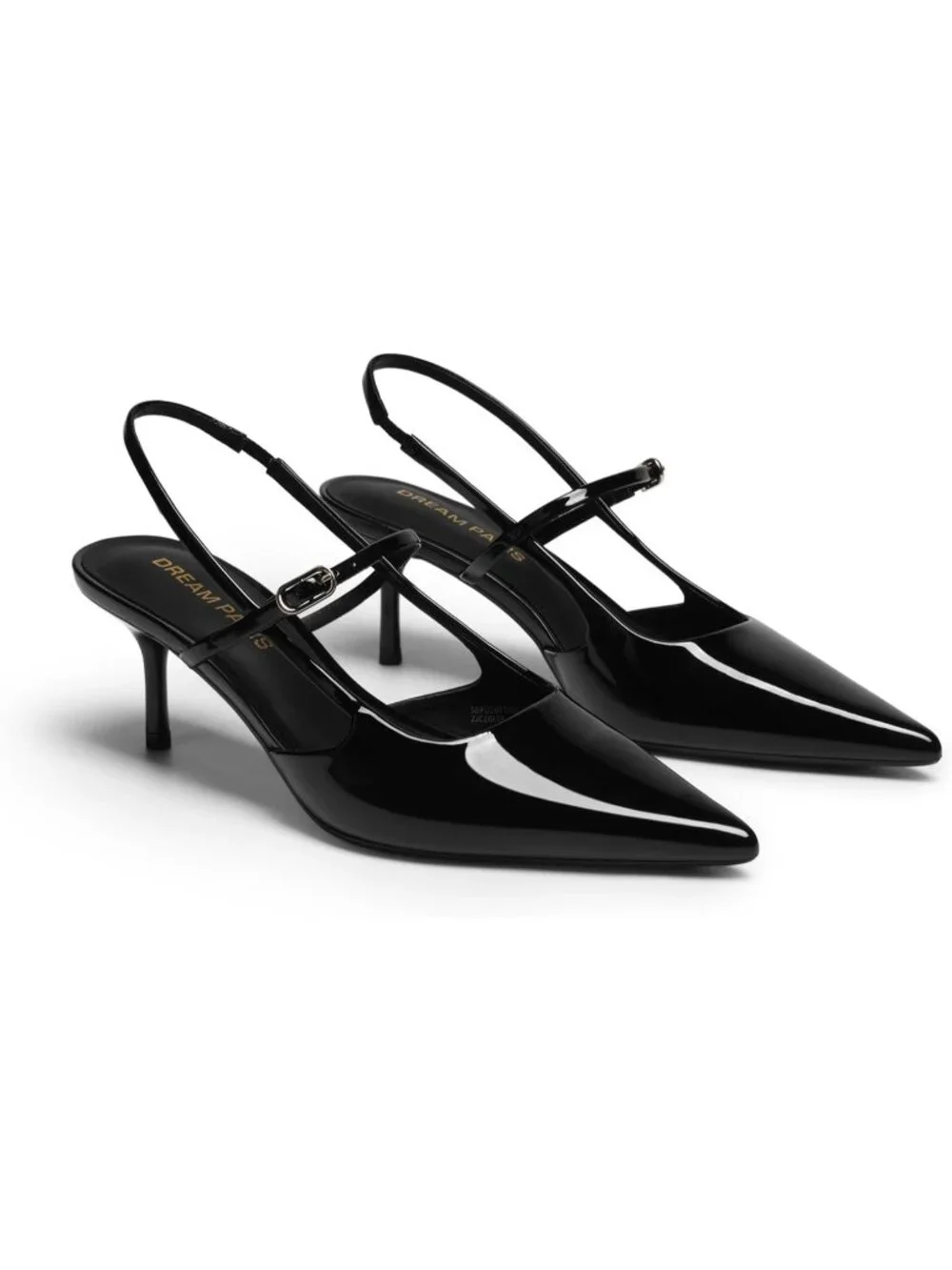 DREAM PAIRS Women's Black Kitten Slingback Pointed Closed Toe Heels Shoes